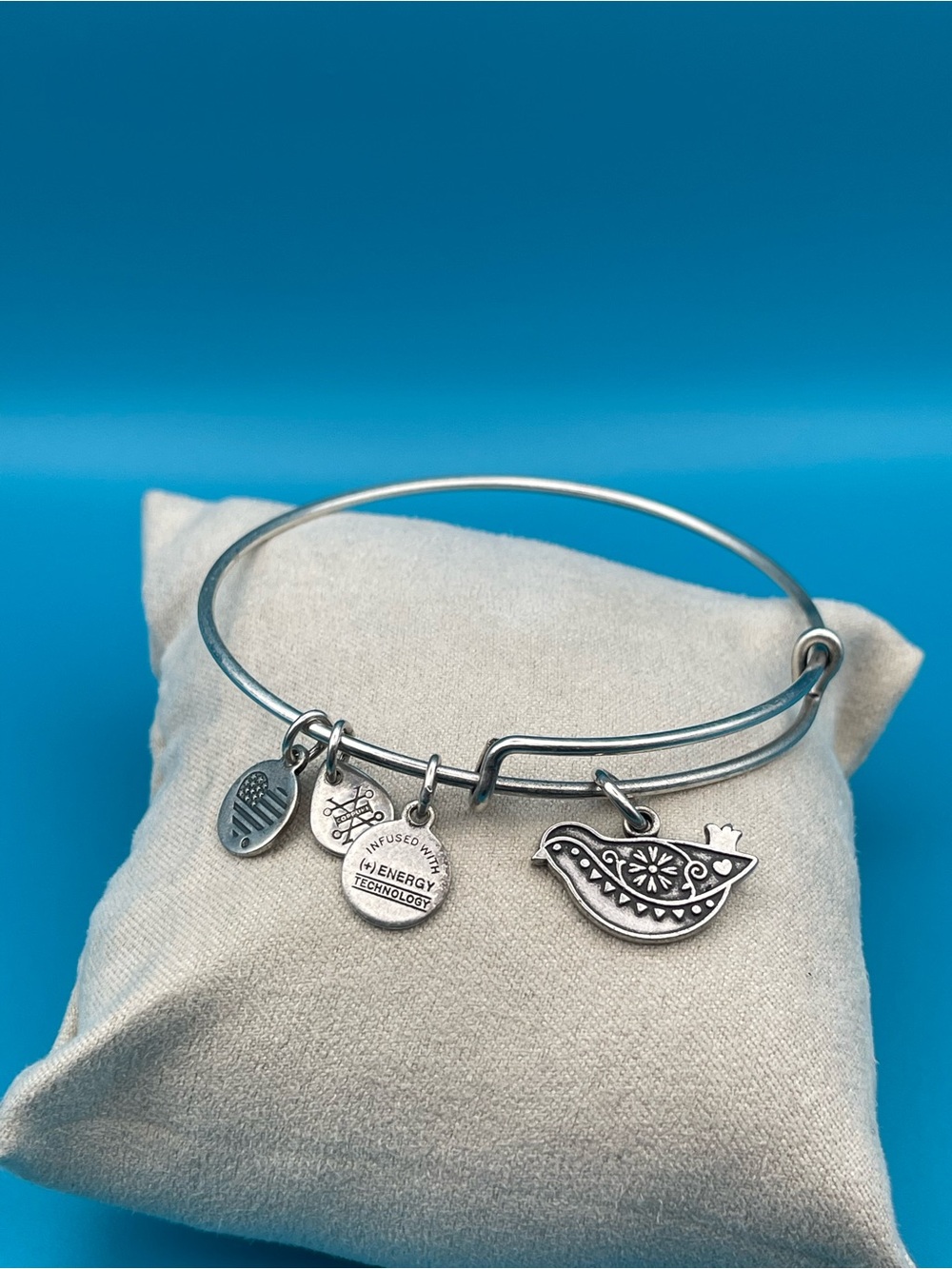 Alex and Ani Silver Bird Charm Bangle Bracelet